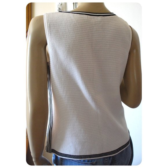 St John Sport White Waffle Knit Shell Tank Top Tennis Preppy Size S - Picture 3 of 4